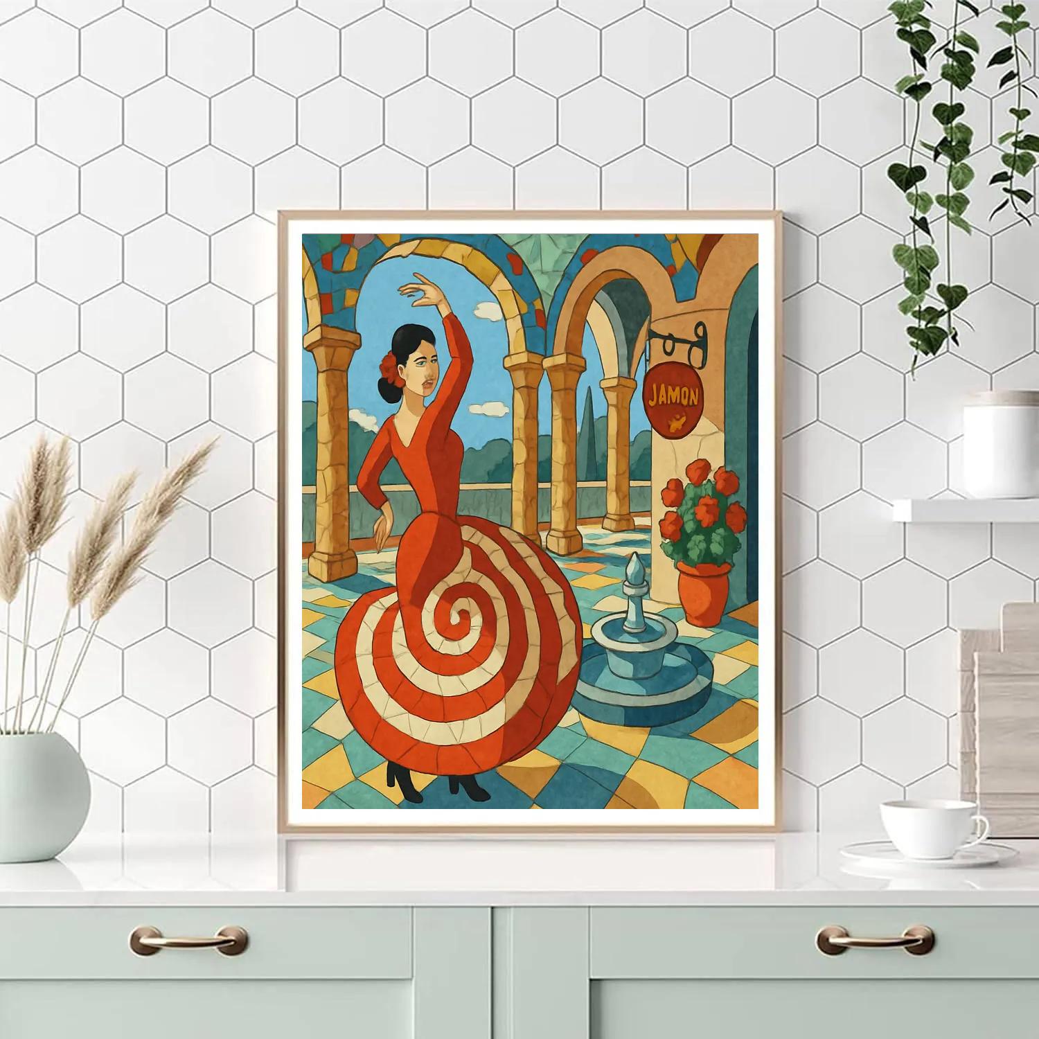 Courtyard Shadows In Spain Mosaic Pavilion Paint by numbers kits