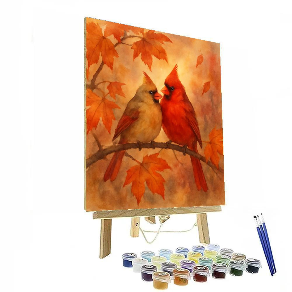 Autumn Hearth Cardinals In Maple Boughs Paint by numbers art