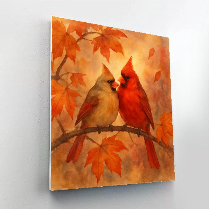 Autumn Hearth Cardinals In Maple Boughs Paint by numbers art