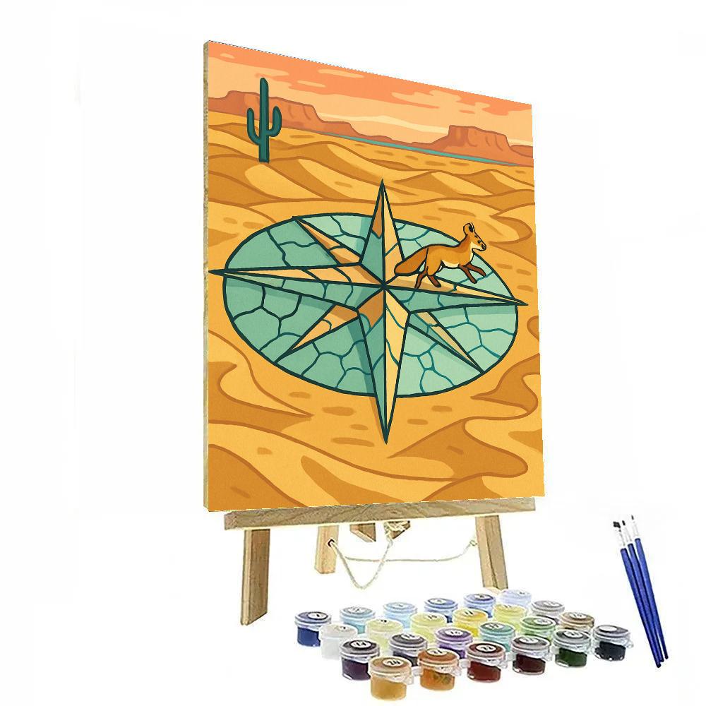 Compass Rose Over Desert Glass Dunes paint by number