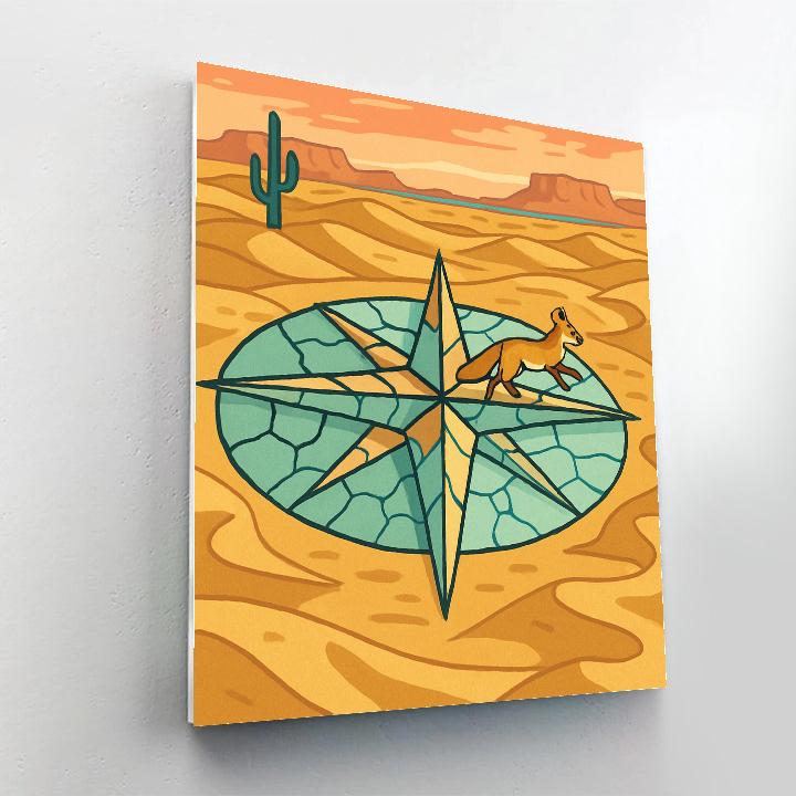 Compass Rose Over Desert Glass Dunes paint by number
