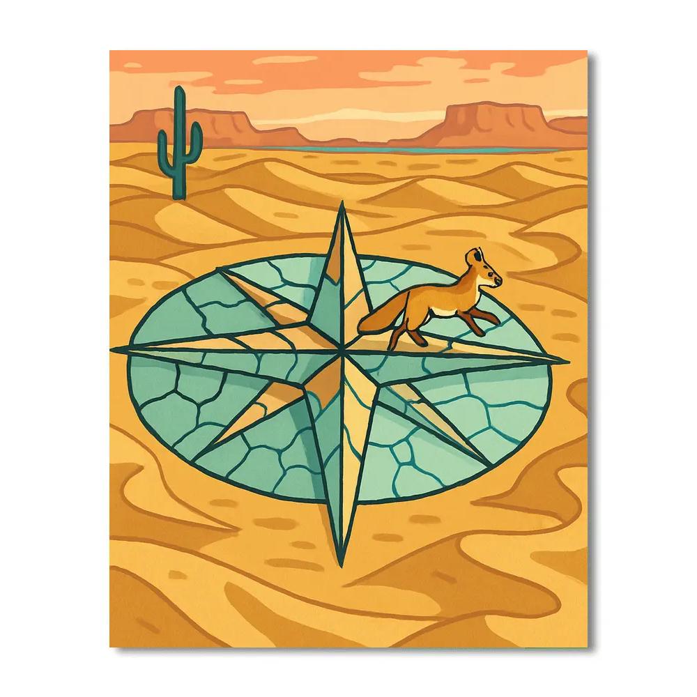 Compass Rose Over Desert Glass Dunes paint by number