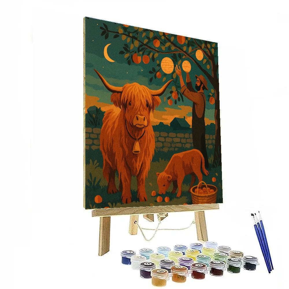 Lantern Lit Cow Orchard Watch Numbered painting kits
