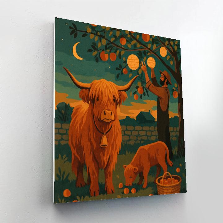 Lantern Lit Cow Orchard Watch Numbered painting kits
