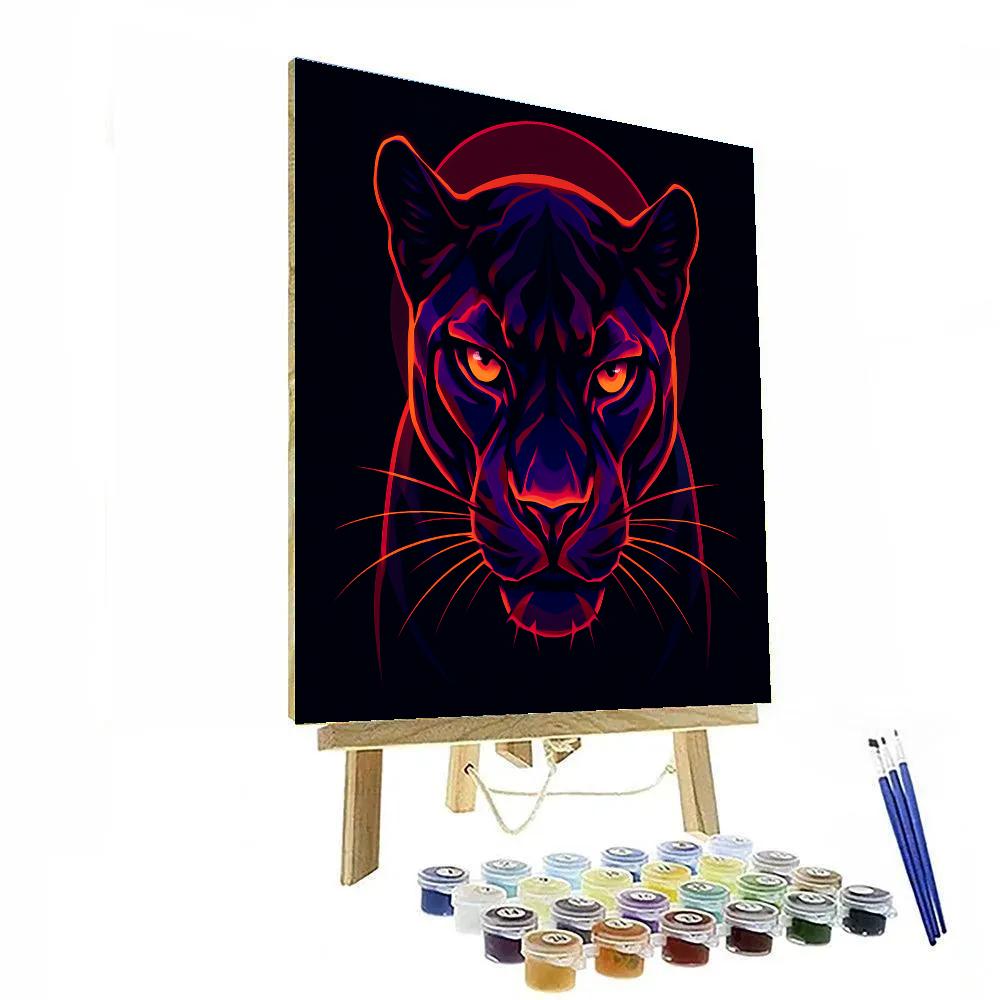 Crimson Eclipse Panther Paint by numbers art