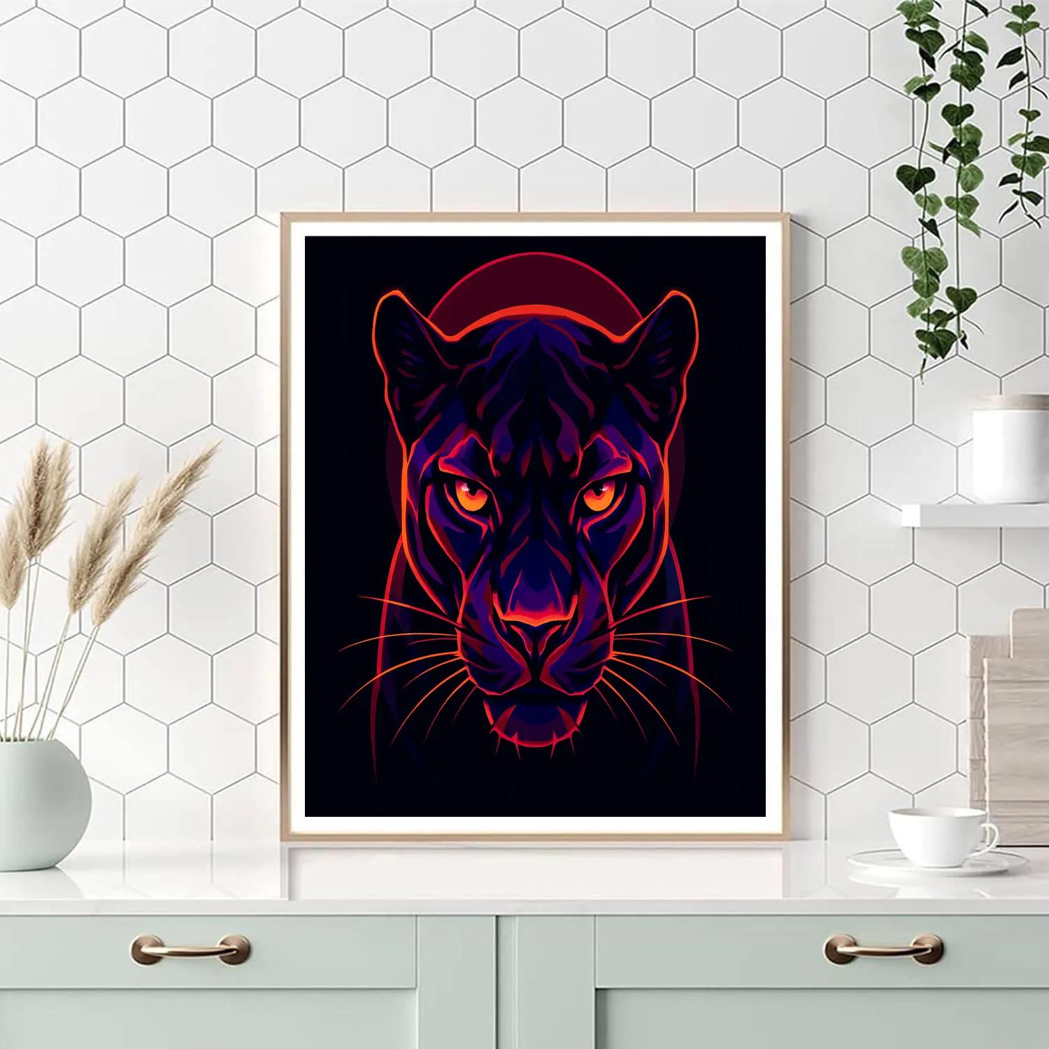 Crimson Eclipse Panther Paint by numbers art