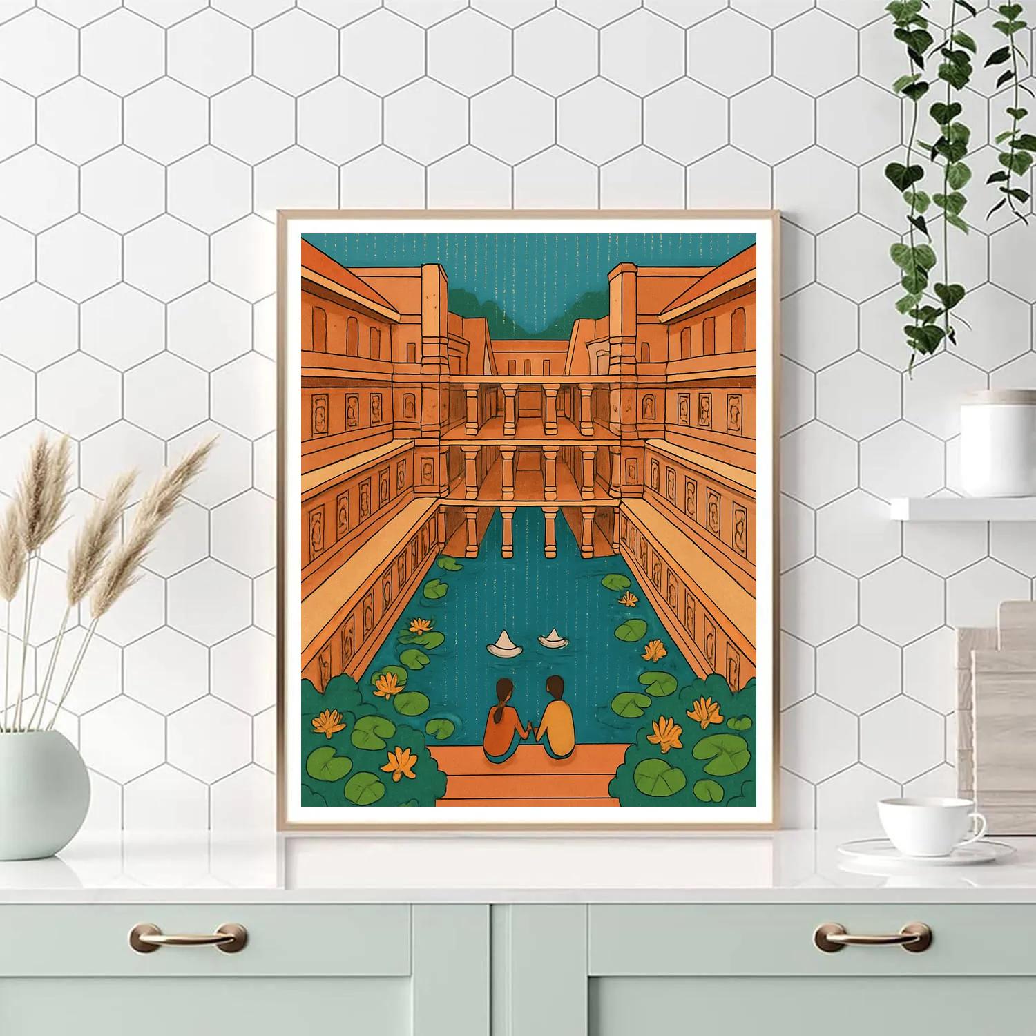 Monsoon Stepwell Serenade In India paint by color