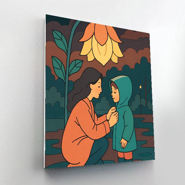 Mother Lantern Garden Embrace Numbered painting kits