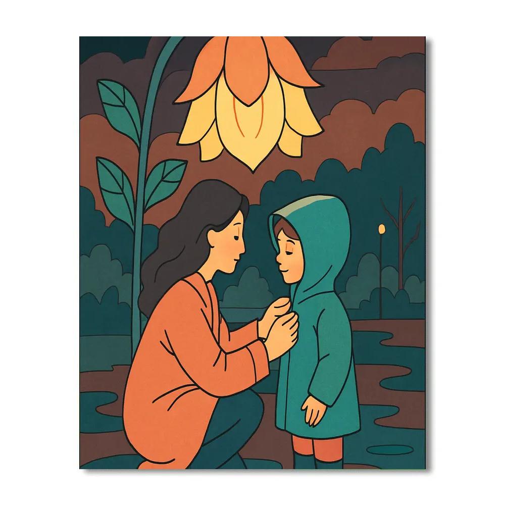 Mother Lantern Garden Embrace Numbered painting kits