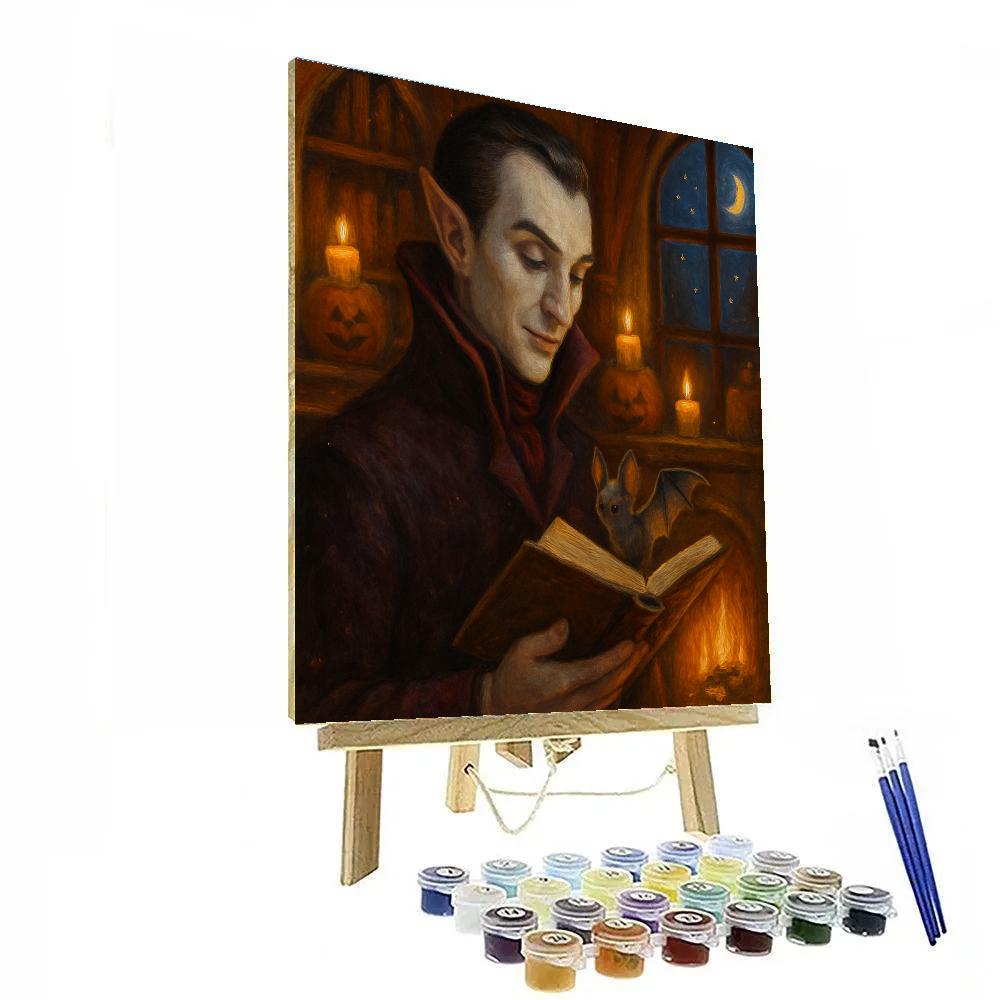 Candlelit Library Of The Friendly Vampire Scholar Paint by numbers kits