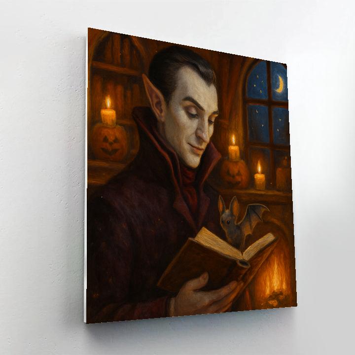 Candlelit Library Of The Friendly Vampire Scholar Paint by numbers kits