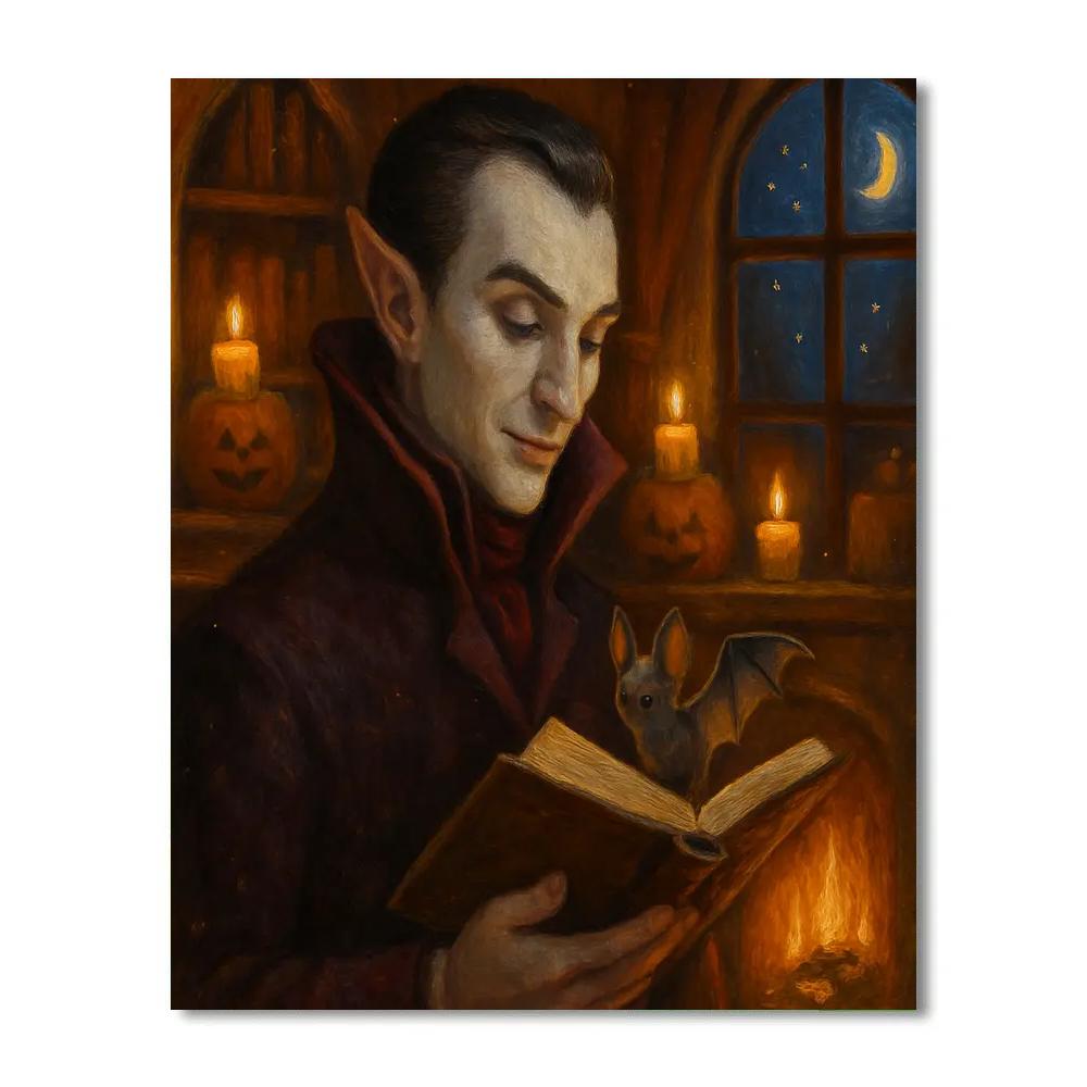Candlelit Library Of The Friendly Vampire Scholar Paint by numbers kits