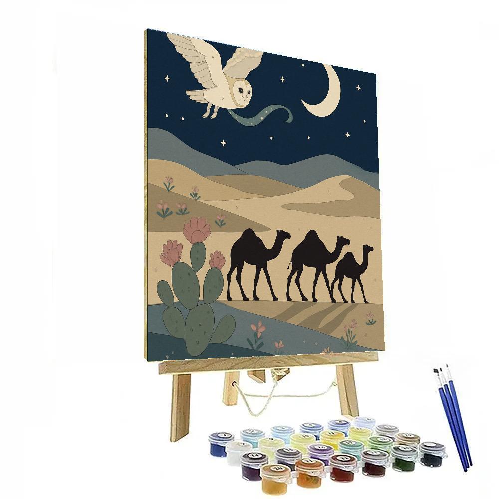 Moonlit Caravan In The Desert paint by number
