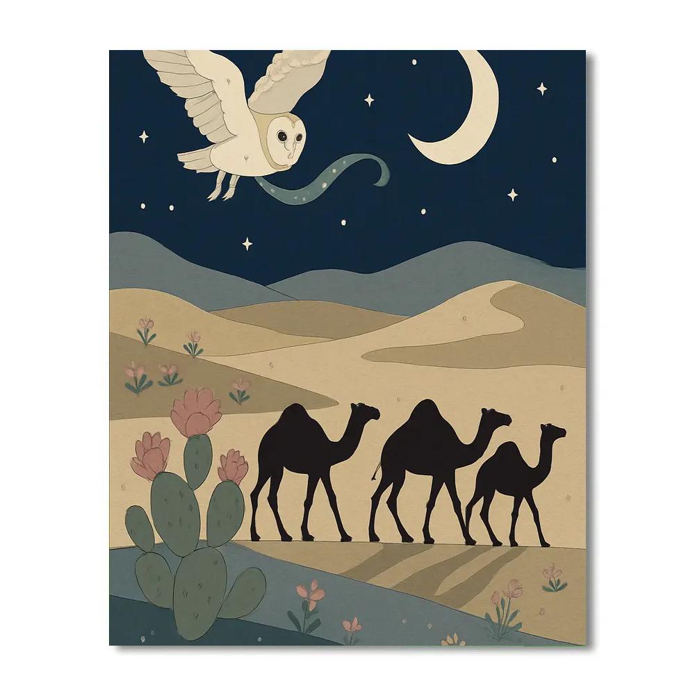 Moonlit Caravan In The Desert paint by number