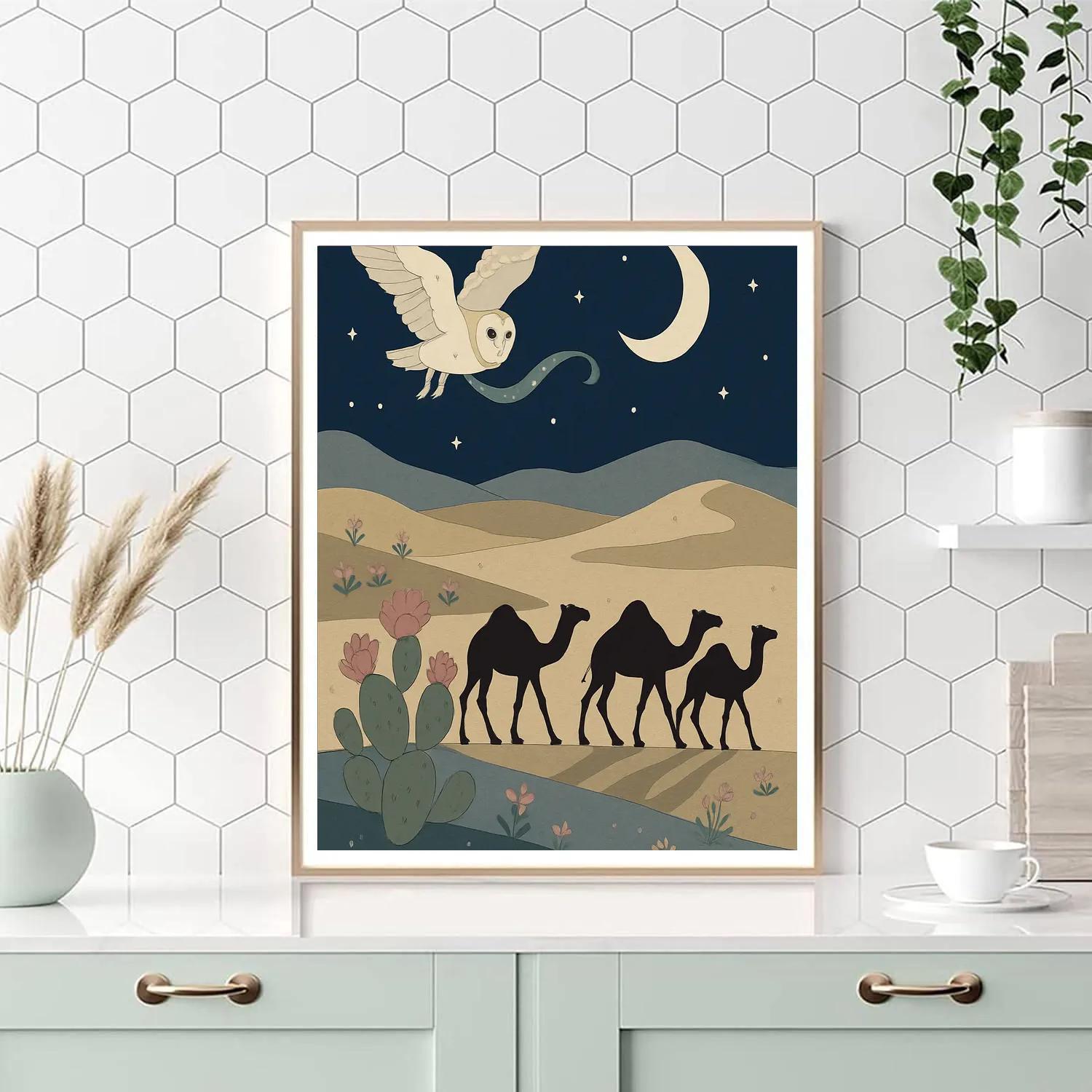 Moonlit Caravan In The Desert paint by number