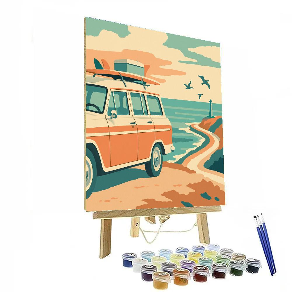 Coastal Overlook Road Trip With Cars Paint by numbers art