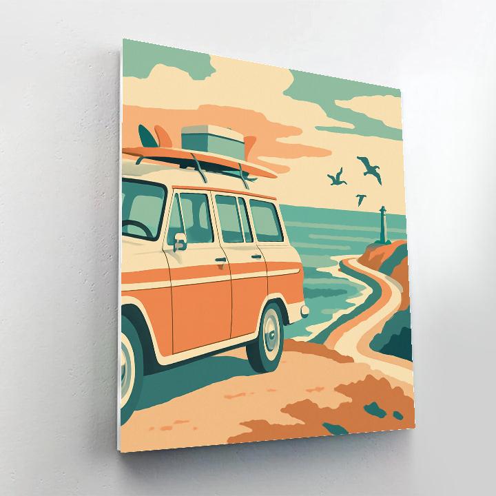 Coastal Overlook Road Trip With Cars Paint by numbers art