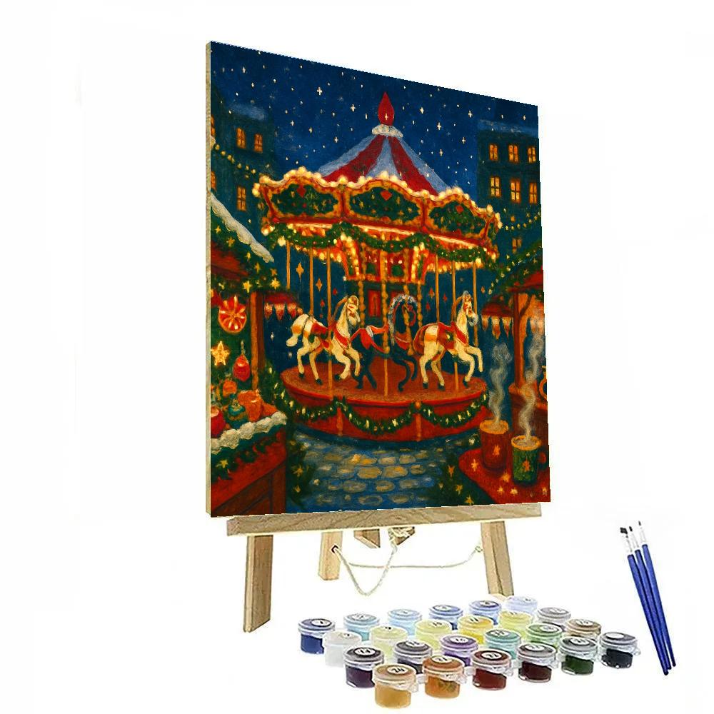 Holiday Market Carousel In The Frosty Square paint by number