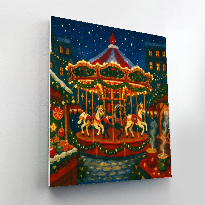 Holiday Market Carousel In The Frosty Square paint by number