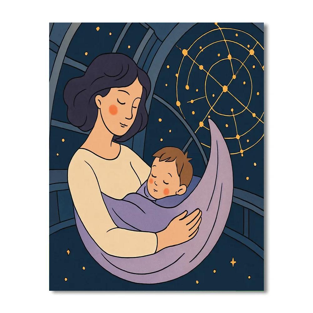 Stargazer Cradle With Motherlight paint by number