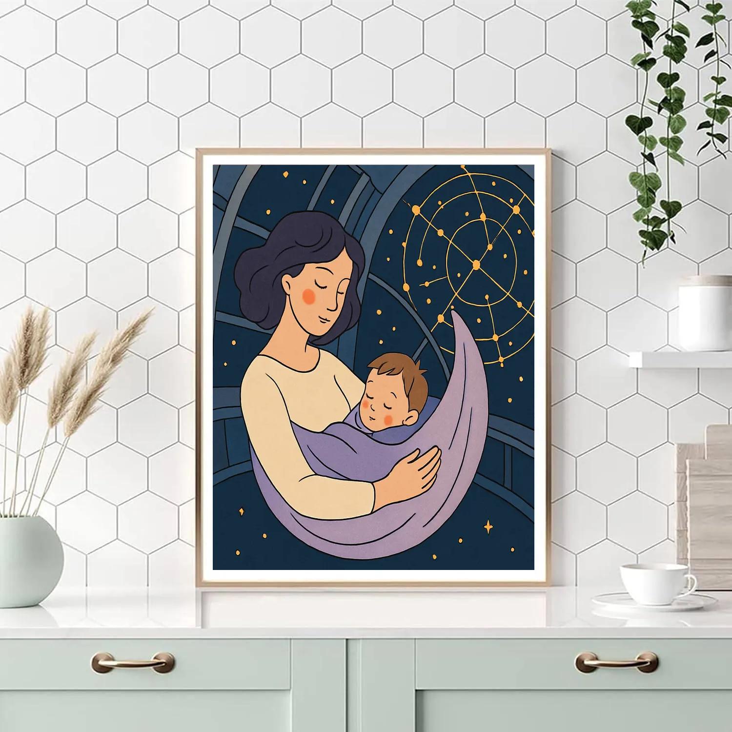 Stargazer Cradle With Motherlight paint by number