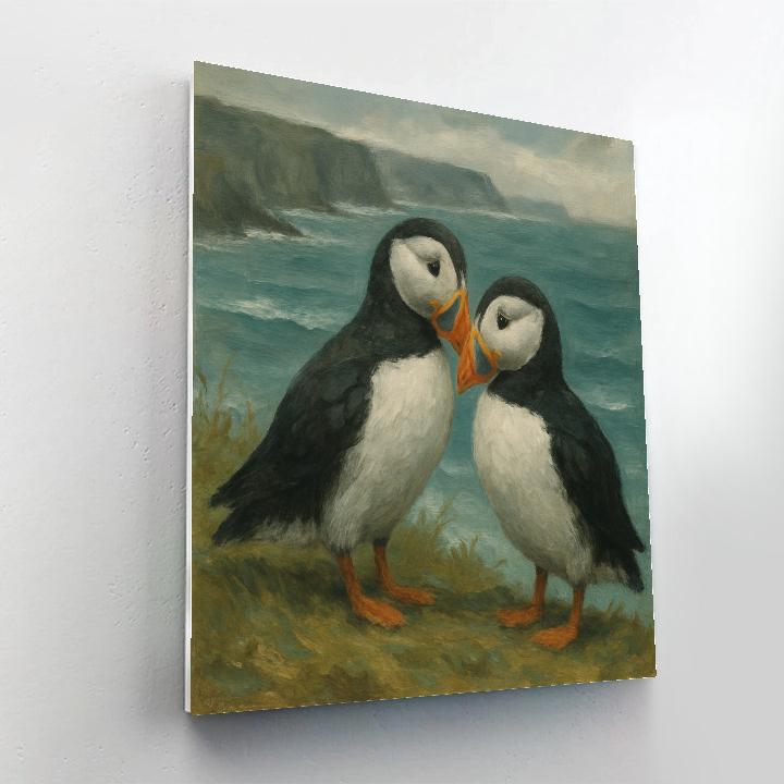 Coastal Cliffs Puffins In Sea Wind Calm Paint by numbers kits