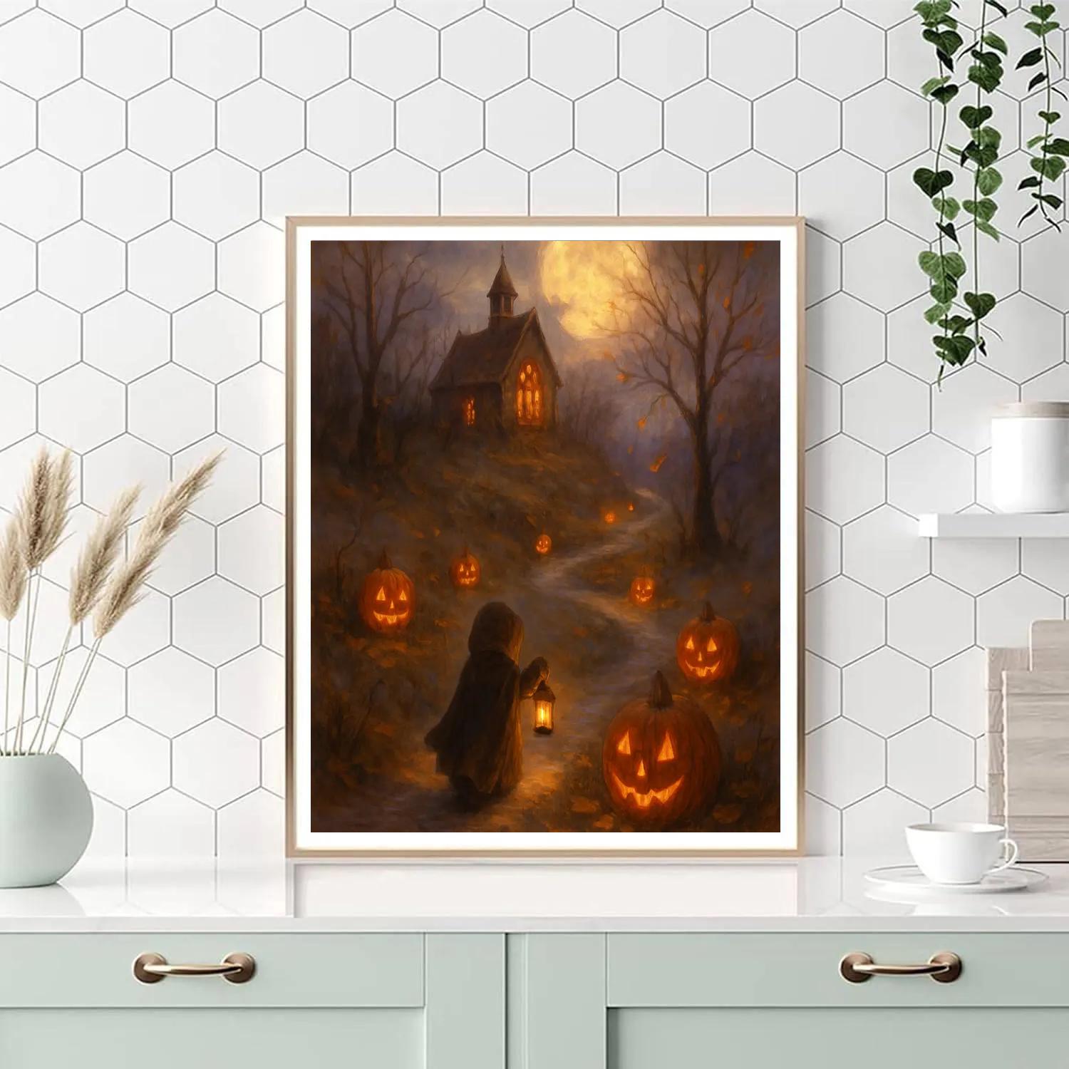 Winding Pumpkin Path To The Moon Chapel Number painting