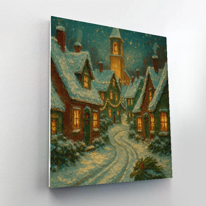 Snowy Rooftops And The Bell Tower Glow Number painting