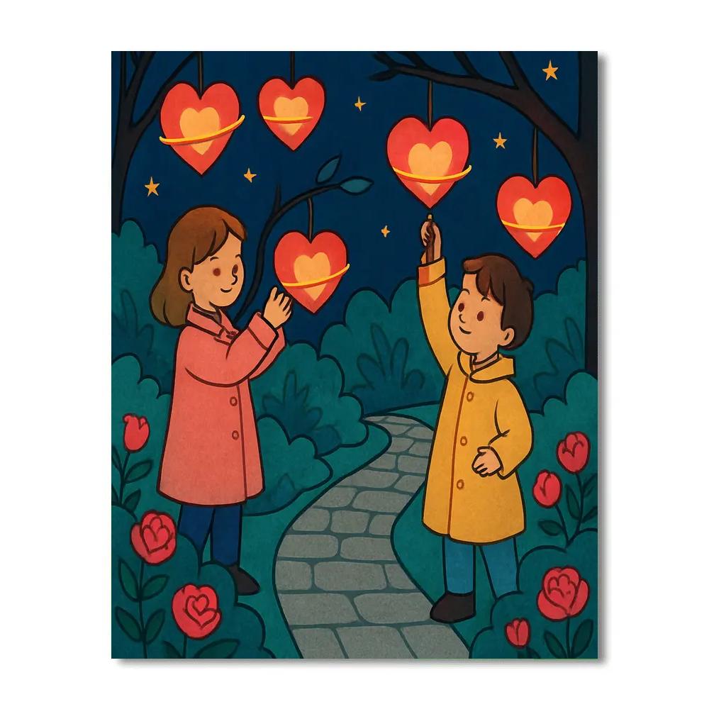Valentines Day Star Lantern Garden Numbered painting kits