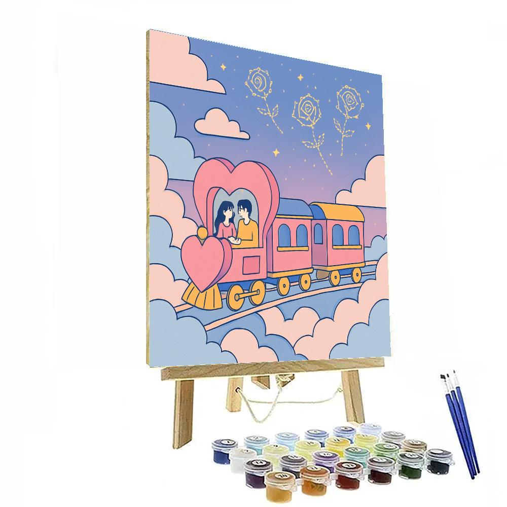 Celestial Train Ride For Valentines Day Paint by numbers art