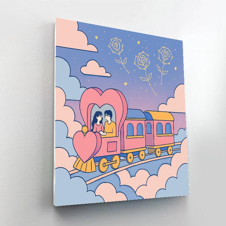 Celestial Train Ride For Valentines Day Paint by numbers art