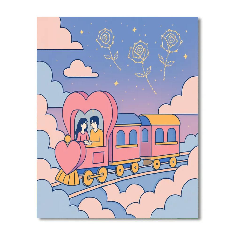 Celestial Train Ride For Valentines Day Paint by numbers art