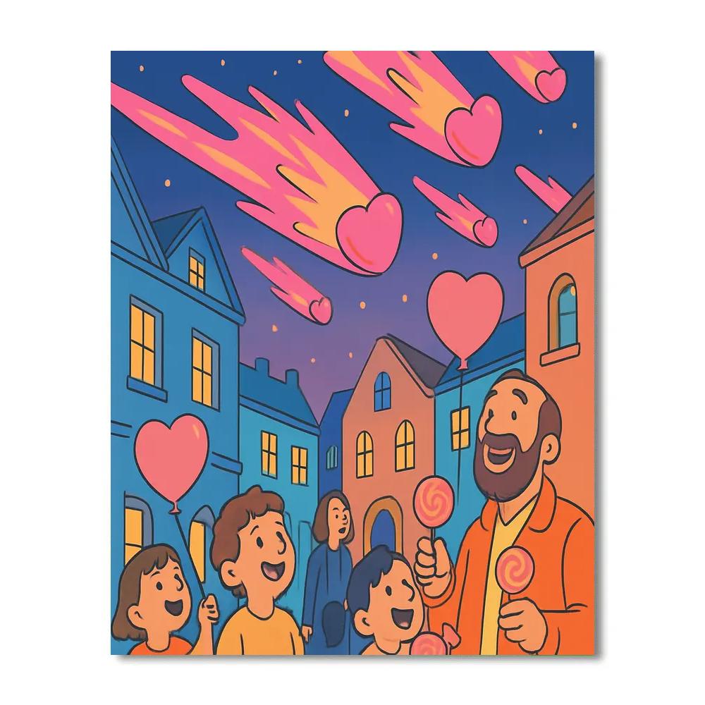 Candy Comet Parade For Valentines Day Paint by numbers art