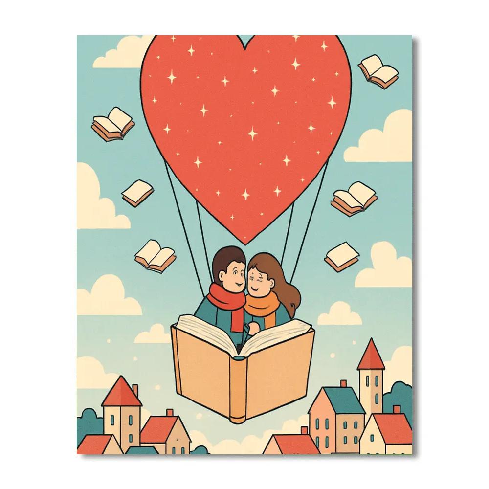 Valentines Day Hot Air Balloon Library paint by color