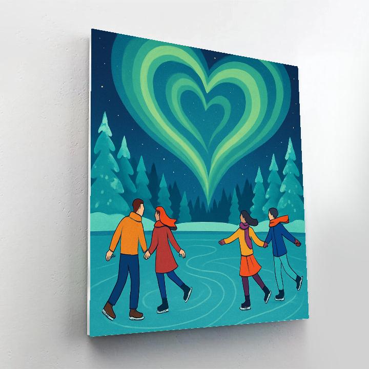 Aurora Skating Valentines Day Lake paint by color