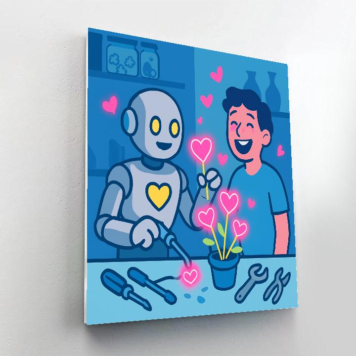 Valentines Day Robot Flower Workshop painting number kit
