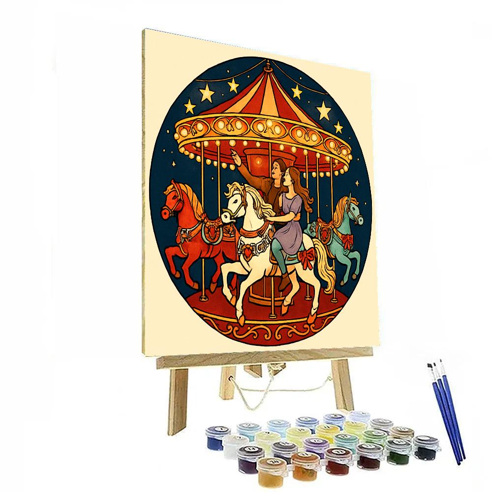 Midnight Carousel Valentines Day Lights painting number kit