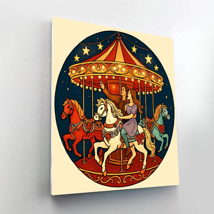 Midnight Carousel Valentines Day Lights painting number kit