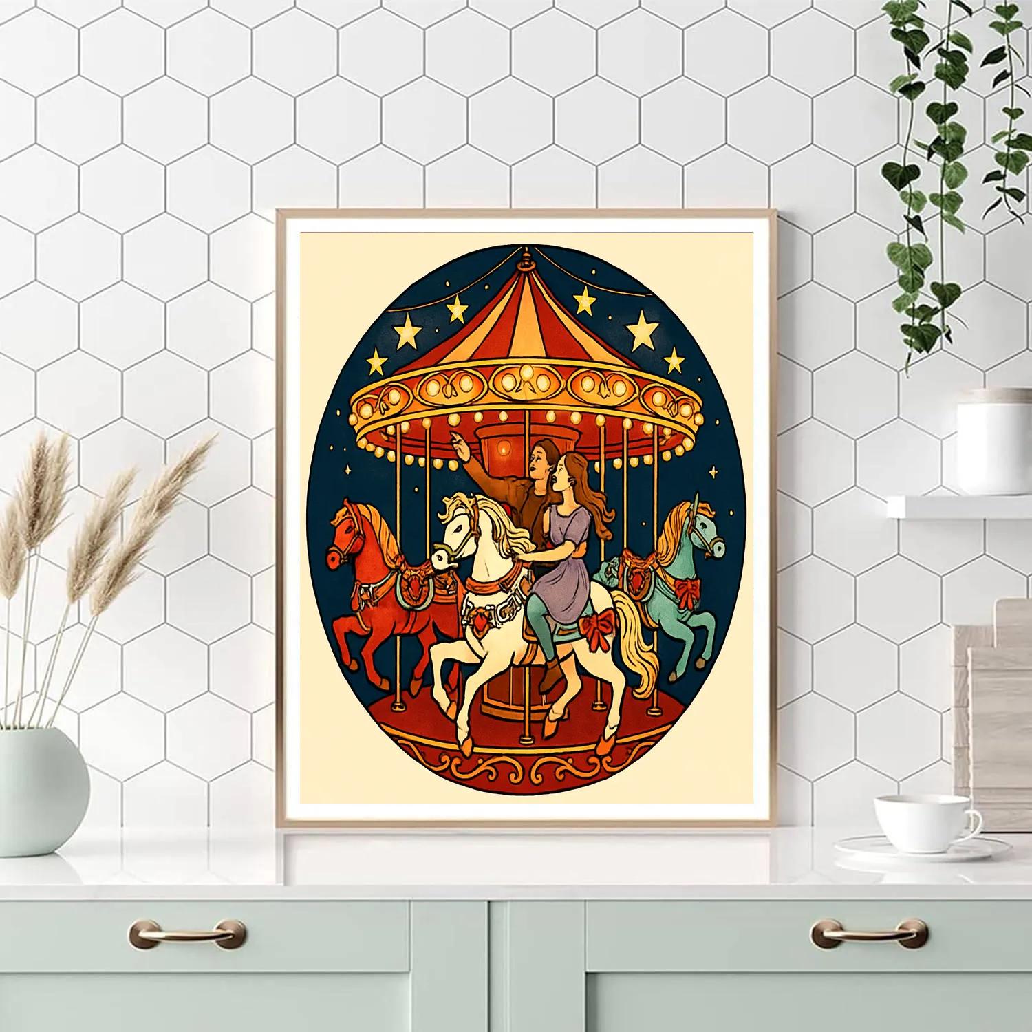 Midnight Carousel Valentines Day Lights painting number kit