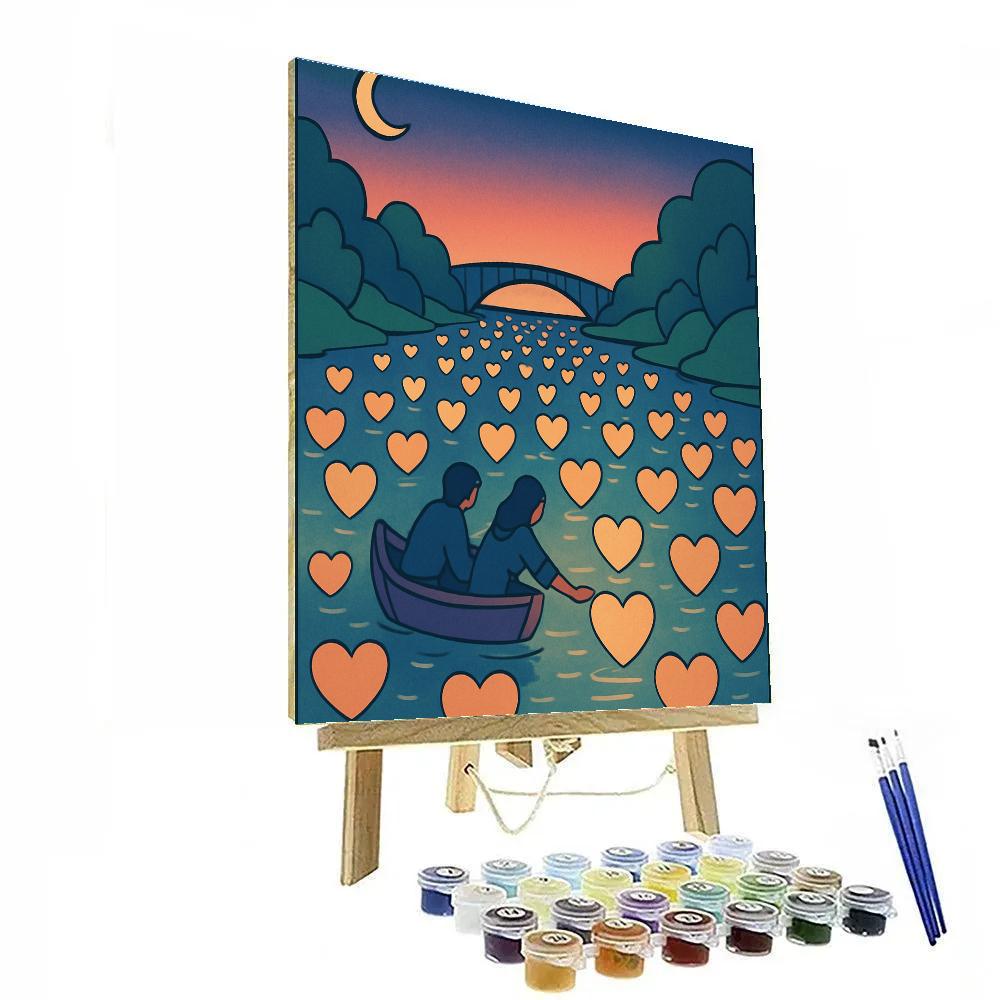 Floating Lantern River Valentines Day Journey Numbered painting kits