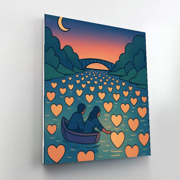 Floating Lantern River Valentines Day Journey Numbered painting kits