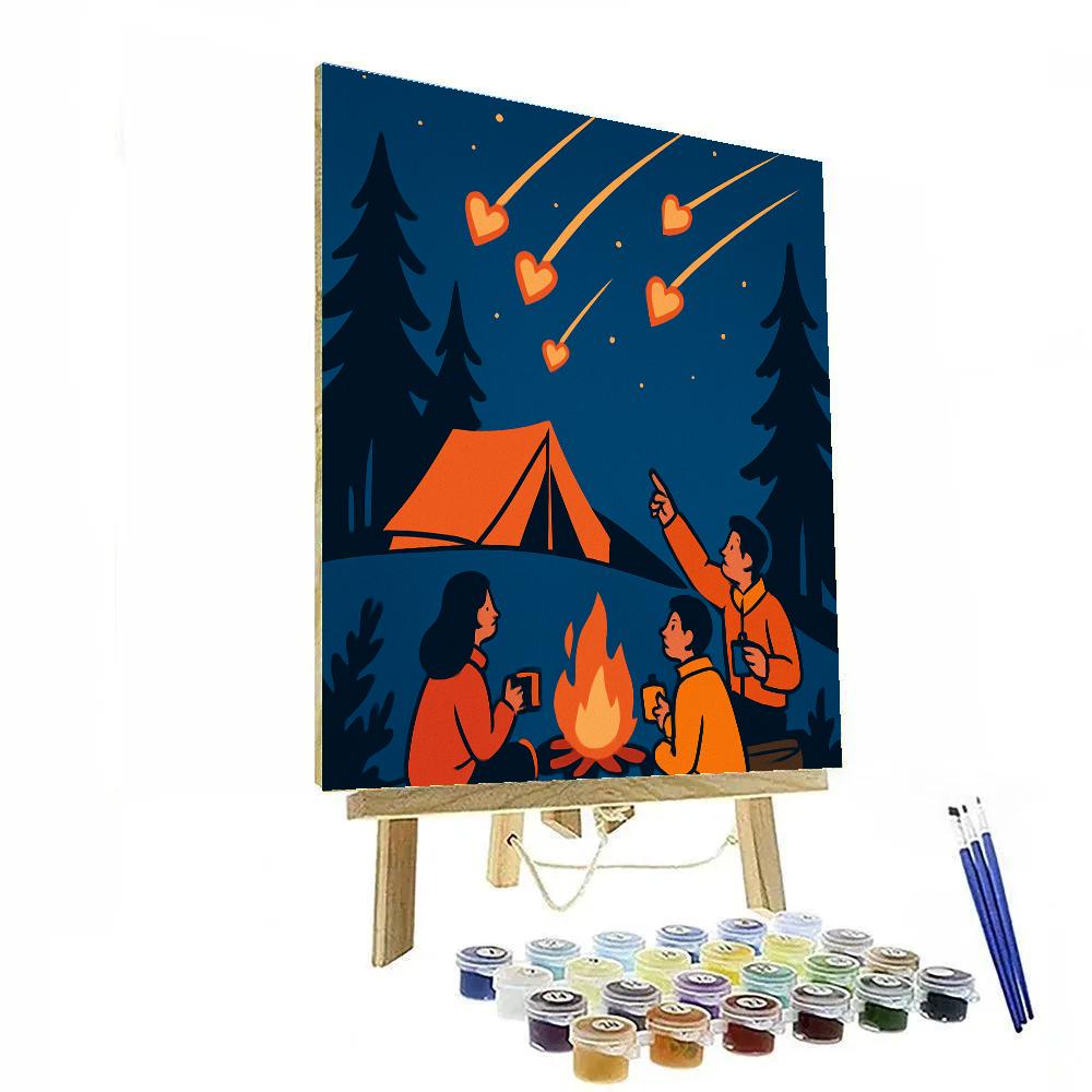 Meteor Shower Valentines Day Camping Night Painting by numbers kit
