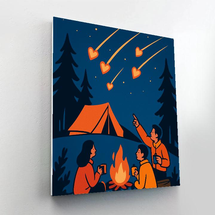 Meteor Shower Valentines Day Camping Night Painting by numbers kit