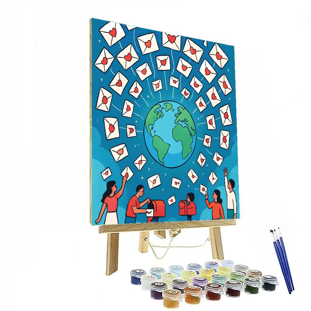 Love Letters In Orbit Valentines Day Scene Numbered painting kits