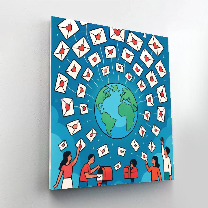 Love Letters In Orbit Valentines Day Scene Numbered painting kits