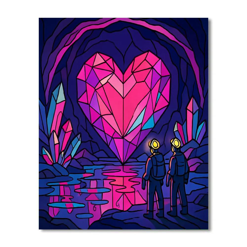 Valentines Day Crystal Heart Cave paint by color