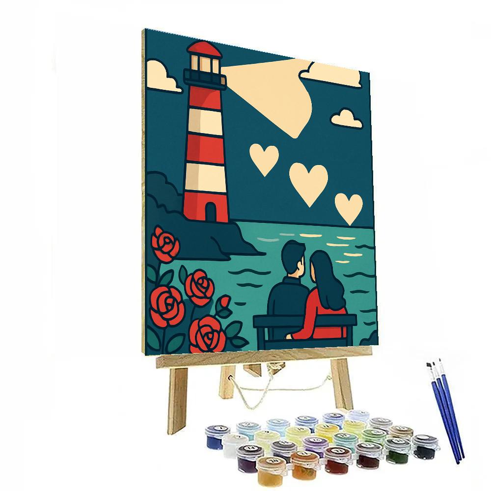 Valentines Day Lighthouse Signal Of Hearts painting number kit