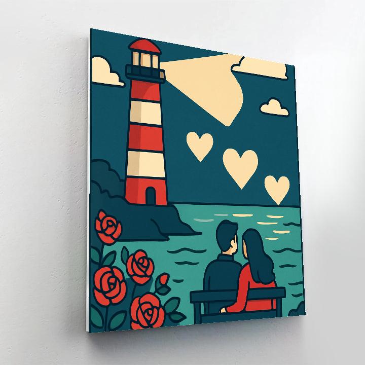 Valentines Day Lighthouse Signal Of Hearts painting number kit