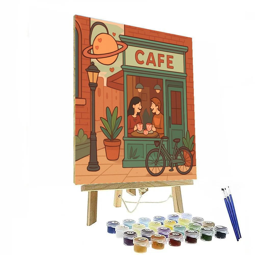 Valentines Day Planet Cafe On The Corner Paint by numbers art