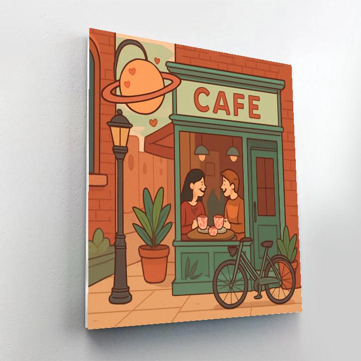 Valentines Day Planet Cafe On The Corner Paint by numbers art